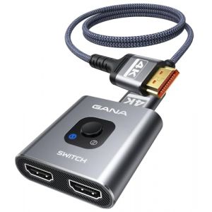 GANA Commutateur HDMI 2.1, R&eacute;partiteur HDMI 8K 2 en 1 Sortie, Switch HDMI 4K 60Hz, Bi-Direction Manuel - 2 Entr&eacute;es 1 Sortie ou 1 Entr&eacute;e 2 Sorties - Compatible avec PS5, PS4, Xbox, Blu-Ray, PC (STORMTEC25, neuf)