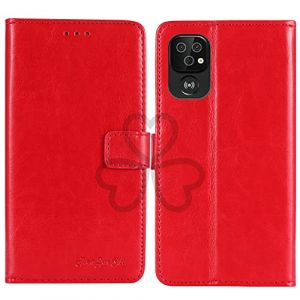 TienJueShi Rouge Flip Retro Support &agrave; Rabat Cuir TPU Silicone Housse Coque pour Doro 8220 6.1 inch &Eacute;tui Cas Couverture Protecteur Case Portefeuille Cover (TienJueShiuk, neuf)
