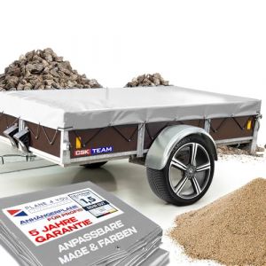 B&acirc;che de remorque de haute qualit&eacute; 362 x 190 x 6 cm pour remorques Saris - b&acirc;che de couverture PVC imperm&eacute;able I b&acirc;che sur mesure - Gris clair (CSK-Team, neuf)