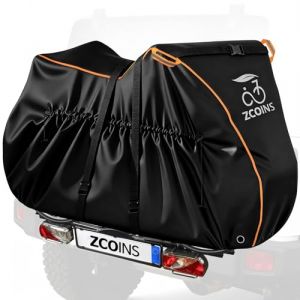 ZCOINS Housse de transport pour 2 v&eacute;los &ndash; pour Porte-V&eacute;los &agrave; Plateforme sur Attelage, B&acirc;che 600D Oxford Imperm&eacute;able & Anti-d&eacute;chirure, Protection Compl&egrave;te Contre la Pluie, la Poussi&egrave;re et les UV (LianMTECHUK, neuf)