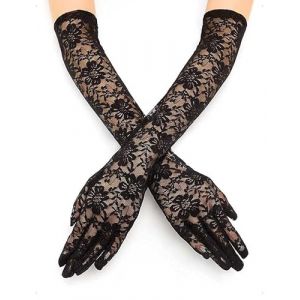 EMOTTOS 1 Paire de Gants Dentelle Noire pour Femmes, &Eacute;l&eacute;gant Gant Dentelle avec Motif Chrysanth&egrave;me, R&eacute;tro Gants Longs Femme Lace Gloves Noir pour Mari&eacute;es avec Broderies pour Mariage Op&eacute;ra Soir&eacute;e 40CM (CUMPARATURI ONLINE, neuf)