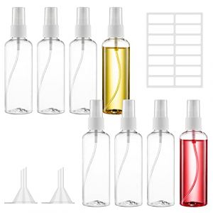Ysimple 8 Pièces Flacon Spray Vide 100ml,Flacon Vaporisateur Vide,Plastique Pulverisateur Voyage avec 2 Entonnoirs et 1 Etiquettes,pour Lotion,Parfum,Shampoing (yuefuq, neuf)