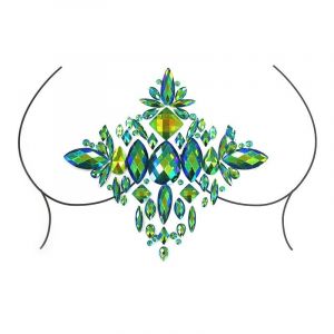 Tatouage vert cristal visage paillettes strass tatouage temporaire musique festival f&ecirc;te yeux brillants Body Jewelry Tatouages (X0004) (SIXIANduoxiao, neuf)