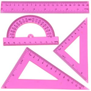 4 Pi&egrave;ces Set de g&eacute;om&eacute;trie, Set avec r&egrave;gle de 15 cm, &eacute;querre de 60&deg; de 10 cm, goniom&egrave;tre de 180&deg; pour l'&eacute;cole, mat&eacute;riau flexible,Fournitures Scolaires et Bureau (UAB WSVLKE LT, neuf)