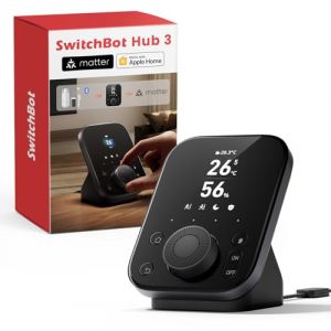 SwitchBot Hub 3, Hub Domotique Maison WiFi avec Support Matter, Télécommande IR/Bluetooth, Capteur Température Humidité, Compatible Alexa, Google Home, Apple HomeKit, Home Assistant, IFTTT (SwitchBot, neuf)