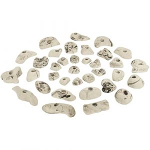 ALPIDEX 35 Prises d'escalade | Surface d'escalade 3-5 m&sup2; | Tailles L, M, S | Pierres Escalade | Set Prises Escalade | Poign&eacute;es Escalade | R&eacute;sistant Aux Intemp&eacute;ries, Couleur:Blanc-mouchet&eacute; (BB Sport, neuf)