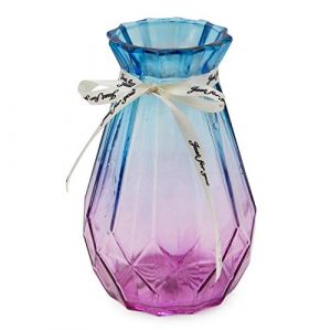 OFFIDIX Vase en Verre d&eacute;grad&eacute; Multicolore Vase g&eacute;om&eacute;trique &agrave; facettes en Verre color&eacute; pour la Maison, Le Bureau ou Le Mariage (Bleu Violet) (Offidirect, neuf)