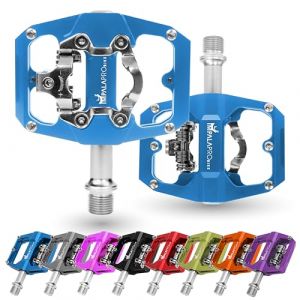 IMPALAPRO - Pédales de Vélo à Double Fonction, Pedales Plates VTT et Pedale VTT Automatique Compatibles avec Le Pedale VTT Shimano SPD - Pedales MTB avec Cales SPD 9/16'' (Bleu) (IMPALAPRO, neuf)