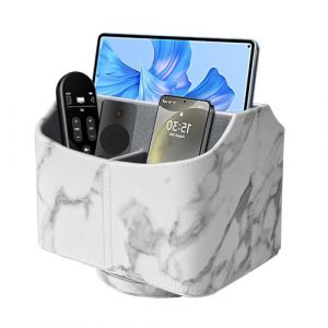 Organiseur de bureau multifonction avec support pour t&eacute;l&eacute;commande pivotant &agrave; 360&deg;, rangement pour t&eacute;l&eacute;phone portable, organisateur de pinceaux cosm&eacute;tiques en cuir PU avec 5 compartiments, organiseur (XNONE, neuf)