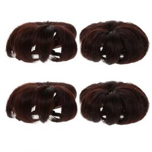 LRXIYODE 4 Pi&egrave;ces Set de Chignons Postiches pour Filles Fibre Synth&eacute;tique avec &Eacute;pingles Accessoires L&eacute;gers et Doux pour Coiffures Rapides et Confortables Au Quotidien Marron Fonc&eacute; (XPWU, neuf)