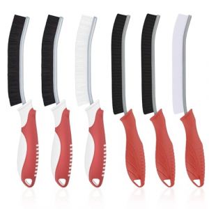 TQRR Brosse à Joints, Brosse de Nettoyage à Poils durs, Brosse de Nettoyage de Salle de Bain, Brosse Joint Carrelage, Outil de Nettoyage pour la Cuisine, Les Toilettes, Fenêtre (6, Rouge) (TQRR-FR, neuf)