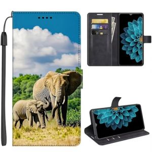 SEHEYA Coque pour Samsung Galaxy J6 Plus 2018 Etui à Rabat Flip Folio Portefeuille 3D Motifs Housse de Fonction Support Magnétique Porte Cartes Folio Case, Éléphants (SEEYA, neuf)