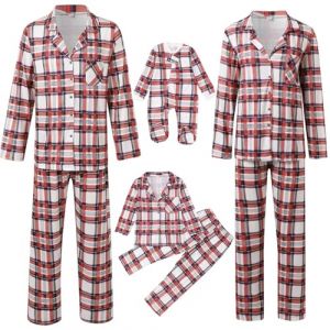 WVONIF Pyjama Noel Famille Pyjama No&euml;l Femme Homme Hiver Assorti Satin Pyjamas &agrave; Manches Longues avec Imprim&eacute; pour P&egrave;re M&egrave;re Family Christmas Pajamas M&egrave;re No&euml;l D&eacute;guisement Sexy (Rouge-1,M) (BAULMD（90% Big Promotion Without Discount Code ）, neuf)