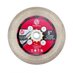 FOCSTOL Disque Diamant Carrelage 125mm - Double Face Coupe Meulage Lame Scie Diamant avec M14 Bride pour Porcelaine Céramique Marbre Granit Artificielle Pierre avec X Mesh Jante (FOCSTOL TOOLS, neuf)