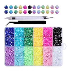 Kit de cristal professionnel pour ongles avec dos plat pour décoration d'ongles, accessoires de bricolage avec un rangement 3D vert pour ongles strass et kit avec stylo de cire pour ongles en (guangzhoujucikejiyouxiangongsi, neuf)