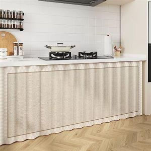 Liveinu Rideaux Armoire pour Armoire de Cuisine, Salle de Bain, Rideau Anti-poussi&egrave;re pour &eacute;tag&egrave;res, Rideaux sous l'&eacute;vier, Installation Crochet et Boucle, Beige, 140x70cm (istaZ EU, neuf)