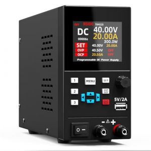 BSIDE Alimentation Laboratoire Programmable DC 40V 20A 300W Alimentation Stabilis&eacute;e R&eacute;glable &agrave; Grande Plage et Double R&eacute;glage Affichage Couleur 4 Chiffres 6 Lignes Mini Alim de labo pour &Eacute;lectronique (AIMOmeter-UK, neuf)
