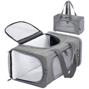 Petsfit Sac de Transport D&eacute;montable Lavable avec 2 Coussins pour Chien Chat - Caisse de Transport Pliable Bandouli&egrave;re pour Voyage Avion, Voiture - M/Gris (Petsfit-UK, neuf)