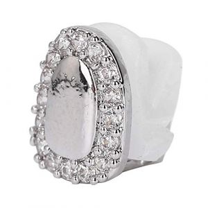 Dent Unique, Décoration De Dents Hip Hop, Grilles Dorées Pour Vos Dents Pour Les Dents Costume De Rappeur Cosplay, Halloween Party Hip Hop Show Accessoires(Porte simple diamant argent) (Rotekt, neuf)