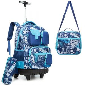 HTgroce Cartable a Roulette Garçon, Sac Dos roulettes Garçon Primaire Scolaire Cartable Roulette Fille CP CE1 (Lldaily EUR, neuf)