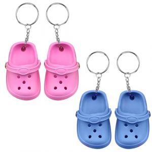GWAWG Porte-clés chaussures mini croco Porte-clés mini croco ROSE BLEU Accessoires voiture Bagages Porte-clés chaussons Cadeaux pour adultes Enfants Couples Famille (GWAWG, neuf)