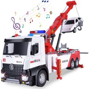 Charmofun Camion Depanneuse Jouet Enfant, Transporteur Véhicule Modèle avec Grue, Camion de Secours Remorqueur avec Lumière et Effets Sonores Réalistes, Jouet Voiture pour dépanneuse Enfant 3 Ans (Pulsepoint Market Kft., neuf)