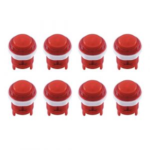 SJ@JX Lot de 8 boutons pression LED pour clavier MX 28 mm pour jeu d'arcade MAME Jamma Joystick Raspberry Pi Machine E Rouge (SJ-JX EU, neuf)