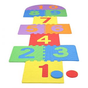 Keenso Jeu de Tapis Marelle G&eacute;ante pour Enfants, Carreaux en Mousse EVA Souple, Int&eacute;rieur et Ext&eacute;rieur, 210x60cm, color&eacute; (Color&eacute;) (Xuheelivi-EU, neuf)