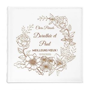 Maverton Album à 500 Photos avec couverture à personnaliser pour couples - Livre Photo pour parents - Album photo en cuir blanc pour grands parents - pour amis - souvenir - chers parents (MAVERTON, neuf)