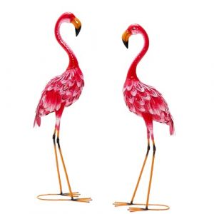 SOARS Lot de 2 statues de jardin en métal - Décoration de jardin pour l'extérieur - Pour la maison, la terrasse, l'arrière-cour et la pelouse (flamant rose) (Magichome24, neuf)
