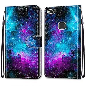 Mo-Somnus Coque pour Huawei P10 Lite, Etui en Cuir PU Portefeuille Housse Coque avec 360 Degr&eacute;s Silicone Antichoc Protection Cover Cuir Pochette Magn&eacute;tique und Flip B&eacute;quille (Ciel &Eacute;toil&eacute;) (Mo-Beauty EU Store, neuf)