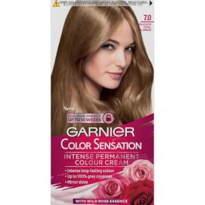 Garnier Color Sensation 7.0 Lot de 2 teintures capillaires blondes opales délicates permanentes jusqu'à 100 % de couverture des cheveux gris, longue durée, avec brillance miroir (Nikilko2017, neuf)