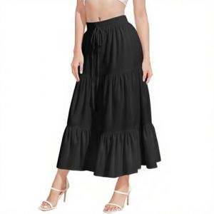 DiULi Jupe Longue Femme Noir &Eacute;vas&eacute;e Haute Taille - Jupe Boh&egrave;me L&eacute;g&egrave;re &Eacute;t&eacute; Plage Vacances Robe Longue Femme - L (Cinye, neuf)