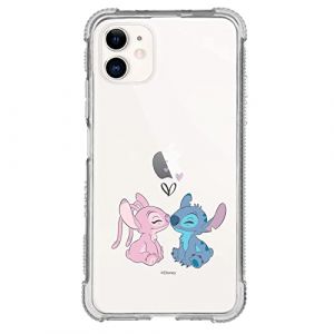 Coque pour iPhone 11 officielle Lilo & Stitch baiser renforc&eacute;e transparente pour prot&eacute;ger votre t&eacute;l&eacute;phone. Choisissez le type de coque que vous aimez avec licence officielle Disney (La Casa de Las Carcasas, neuf)
