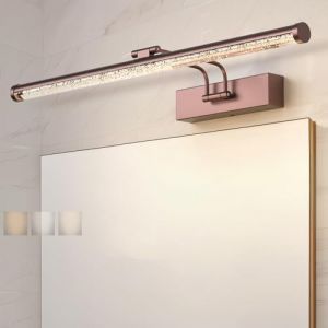 GZZBMY LED Miroir Salle de Bain Applique Murale Tricolore Dimmable &Eacute;tanche Luminaire Mural 180&deg; Angle R&eacute;glable Pliable Eclairage Mural pour Tableaux Chambres &agrave; Coucher Salon Coiffeuse (Curry,100cm) (GZZB, neuf)