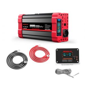 REDSOLAR Convertisseur Pur Sinus 1000W (Pic 2000W) Transformateur 12V DC &agrave; 220V/230V AC, Onduleur avec Port USB, Prise EU, &Eacute;cran LCD et T&eacute;l&eacute;commande Filaire 7m &ndash; Id&eacute;al pour Voiture, Camping et Voyage (ZOHPO, neuf)