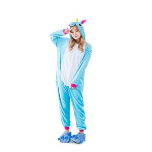 Ensemble de Pyjama Licorne Grenouill&egrave;re Animaux Siamois Romper Pajamas Kigurumi Onesie Cosplay Animal Combinaison Costume V&ecirc;tement de Nuit en Flanelles Soir&eacute;e Carvanal Halloween No&euml;l D&eacute;guisement (Kauson, neuf)