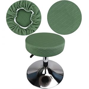 HuaLiSiJi Housse Tabouret Rond 30-40 cm Housse de Tabouret en Tissu Luxueux Rond, Extensible Infroissable Lavable Anti-poussi&egrave;re Doux et Durable (1, Vert) (HuaLiSiJi, neuf)