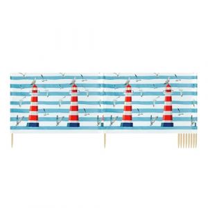 Ladeheid Paravent de Plage avec Poteau en Bois Accessoire Pratique de Plage LAEX001 (Phare, 15 m) (Hisert, neuf)