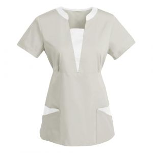 AEGJEGVD Tunique M&eacute;dicale Femme Soldes Blouse Medicale Femmes Col en V Banche Manche Courte Uniforme de Travail Blouses Infirmiere Femme Professionnelle Uniforme D'Infirmi&egrave;re Pas Cher (⭐⭐⭐⭐⭐AEGJEGVD⭐⭐⭐⭐⭐, neuf)