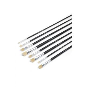 Elan Pinceaux Biseaut&eacute;s, Lot de 8 Pinceaux Peinture Huile, Poil Synth&eacute;tique Imitation Soie de Porc, Pinceau Biseaut&eacute;, Pinceau Huile Peinture (BG Productions, neuf)