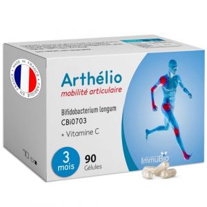 Arth&eacute;lio - Compl&eacute;ment Alimentaire Arthrose & Articulations - Multivitamines - Vitamine C Collag&egrave;ne, Zinc & Bifidobacterium longum - Soutient la Mobilit&eacute; & Soulage les Douleurs - 90 G&eacute;lules - Fabriqu&eacute; (Laboratoire Immubio, neuf)