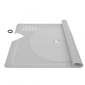 Super Kitchen Tapis de Cuisson Tapis &agrave; P&acirc;tisserie en Silicone Antid&eacute;rapant Extra Large avec Mesures 71&times;51cm et Grattoir &agrave; P&acirc;te, pour Tapis de P&acirc;te &agrave; Rouler, Fondant/Tapis de La Cro&ucirc;te &agrave; Tarte (Gris) (Vnraykitchen, neuf)