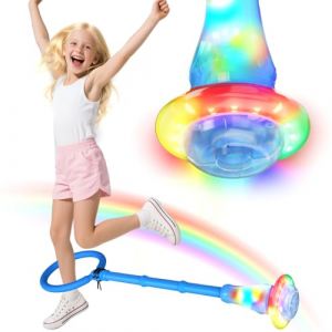MEISHANG Roue swing avec roue lumineuse, anneau de saut clignotant pour enfants, anneau de saut clignotant, balle de saut clignotante, balle de saut flash pliable, balle de saut clignotante (bleu/A) (HUOHUOHUO, neuf)