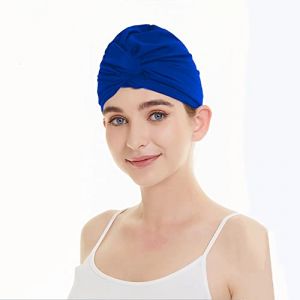 SJTJSPX Bonnet de Bain Femme Fille Bonnet de Natation Plissé en Tissu Turban de Natation Rétro Chapeaux de Bain Bonnet Plage pour Cheveux Longs Bonnet de Piscine Élégance Bonnet de Douche Non étanche (QIQIXINXINZI, neuf)