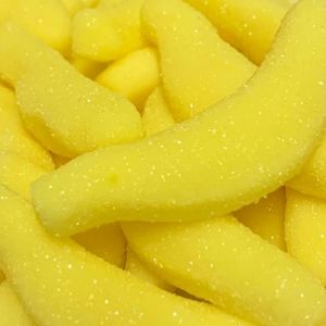BONBONS BANANES SUCREES JAUNE pour bar à bonbons sachet 1kg (SWEET HALAL - BONBONS VEGAN, HALAL, SANS GLUTEN, neuf)
