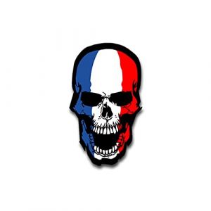 Copytec #A1498 Sticker autocollant aux couleurs du drapeau français Motif tête de mort Pour VW Golf Polo GTI BMW Série 3 Mercedes Audi Opel Ford 7 x 4 cm (ALFASHIRT, neuf)