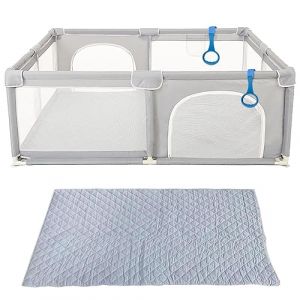 Parc Bebe,Parc Enfant,Parc Bébé en Tissu Oxford,Parc Bebe xxl avec Barrières,Parc De Jeux Bébé avec Filet Respirant Sur Quatre Côtés (jusiZL, neuf)