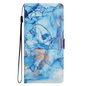 BLOTECH Pochette Flip Etui a Rabat en Cuir pour Samsung Galaxy A23 5G Bookstyle PU Cuir Souple Anti Choc Coque 360 Protection Wallet Flip Case Magnétique pour Samsung Galaxy A23 5G,Marbre Bleu (Bolong, neuf)
