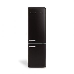 CREATE / FRIDGE STYLANCE/Réfrigérateur combiné Noir/Style rétro Vintage, avec congélateur, ouverture 130º, pratique, matériaux résistants, 244L, 90W, 55x61,5x181,1cm (CREATE, neuf)